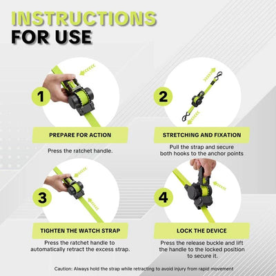 Heavy Duty Retractable Ratchet Straps