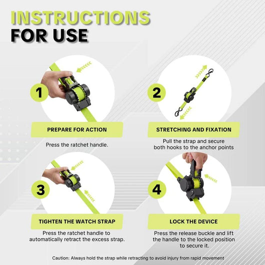 Heavy Duty Retractable Ratchet Straps