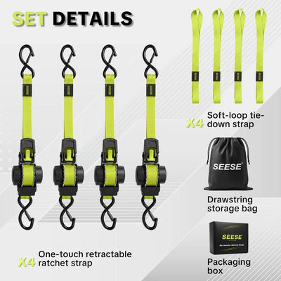 Heavy Duty Retractable Ratchet Straps