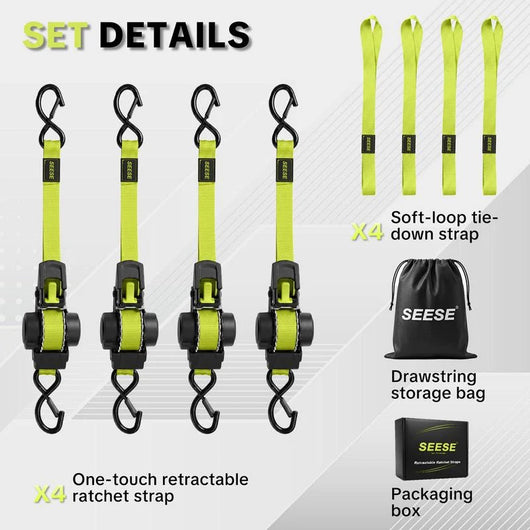 Heavy Duty Retractable Ratchet Straps